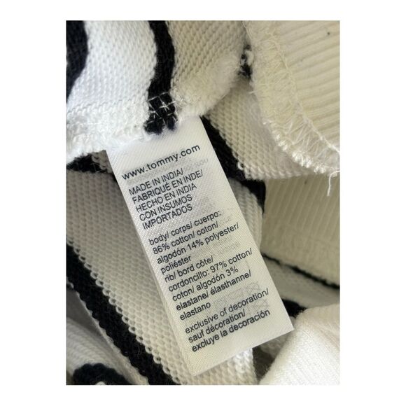 TOMMY HILFIGER OVERSIZED SCRIPT OPEN-NECK LONG SLEEVE CREWNECK WHITE BLACK LARGE - Picture 9 of 9